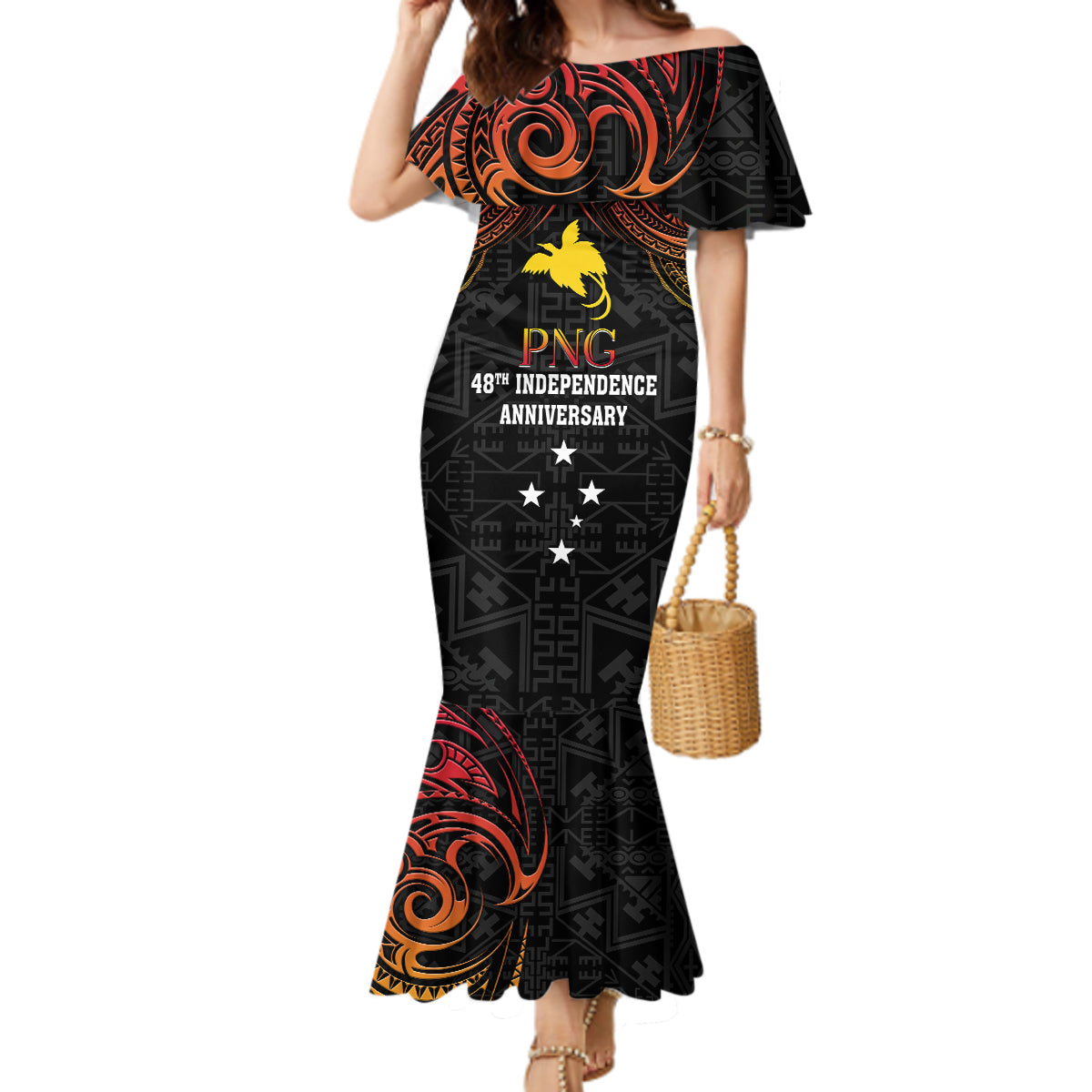 Papua New Guinea Mermaid Dress 48th Independence Anniversary Gradient - Wonder Print Shop