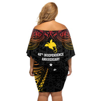 Papua New Guinea Off Shoulder Short Dress 48th Independence Anniversary Gradient - Wonder Print Shop