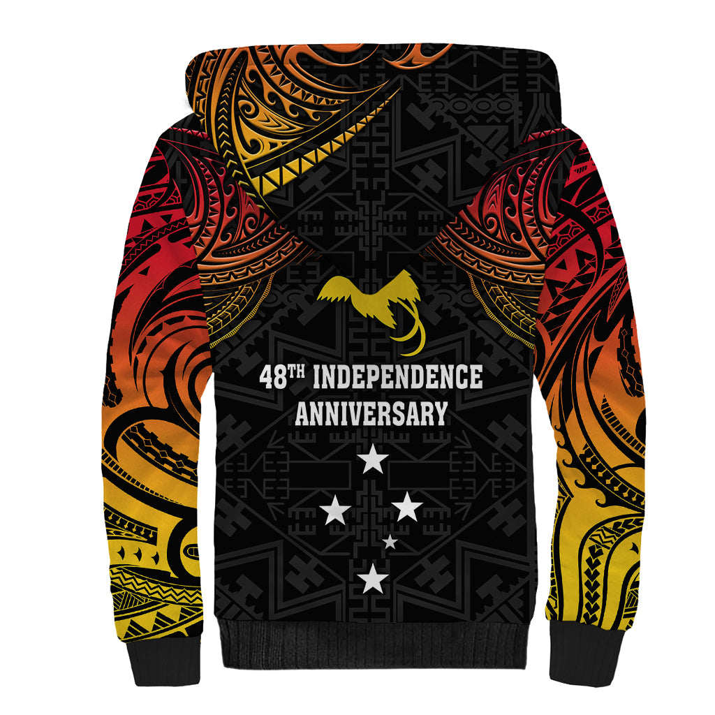 Papua New Guinea Sherpa Hoodie 48th Independence Anniversary Gradient - Wonder Print Shop