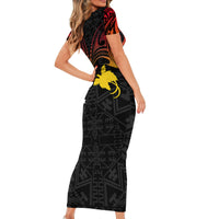 Papua New Guinea Short Sleeve Bodycon Dress 48th Independence Anniversary Gradient - Wonder Print Shop