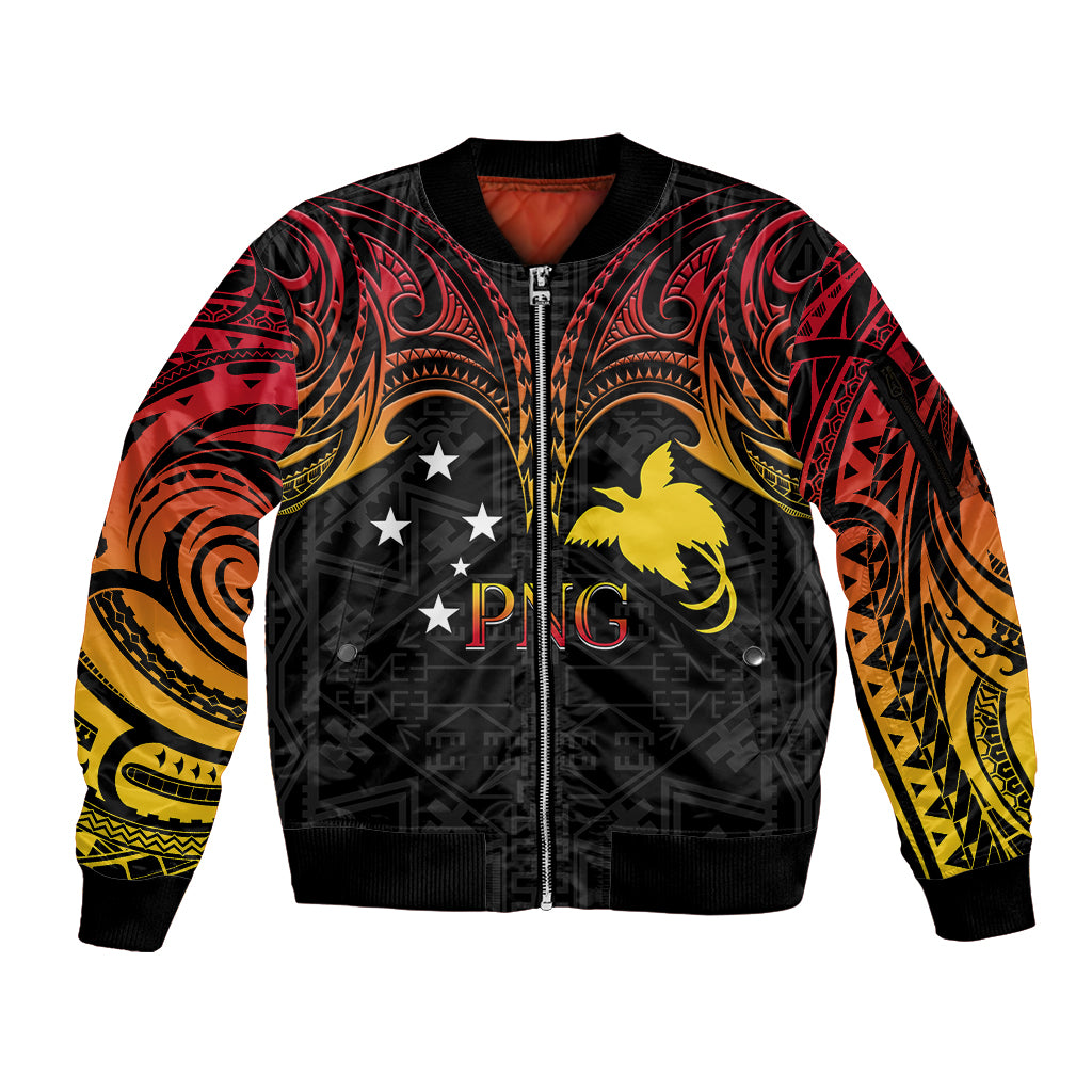 Papua New Guinea Sleeve Zip Bomber Jacket 48th Independence Anniversary Gradient - Wonder Print Shop