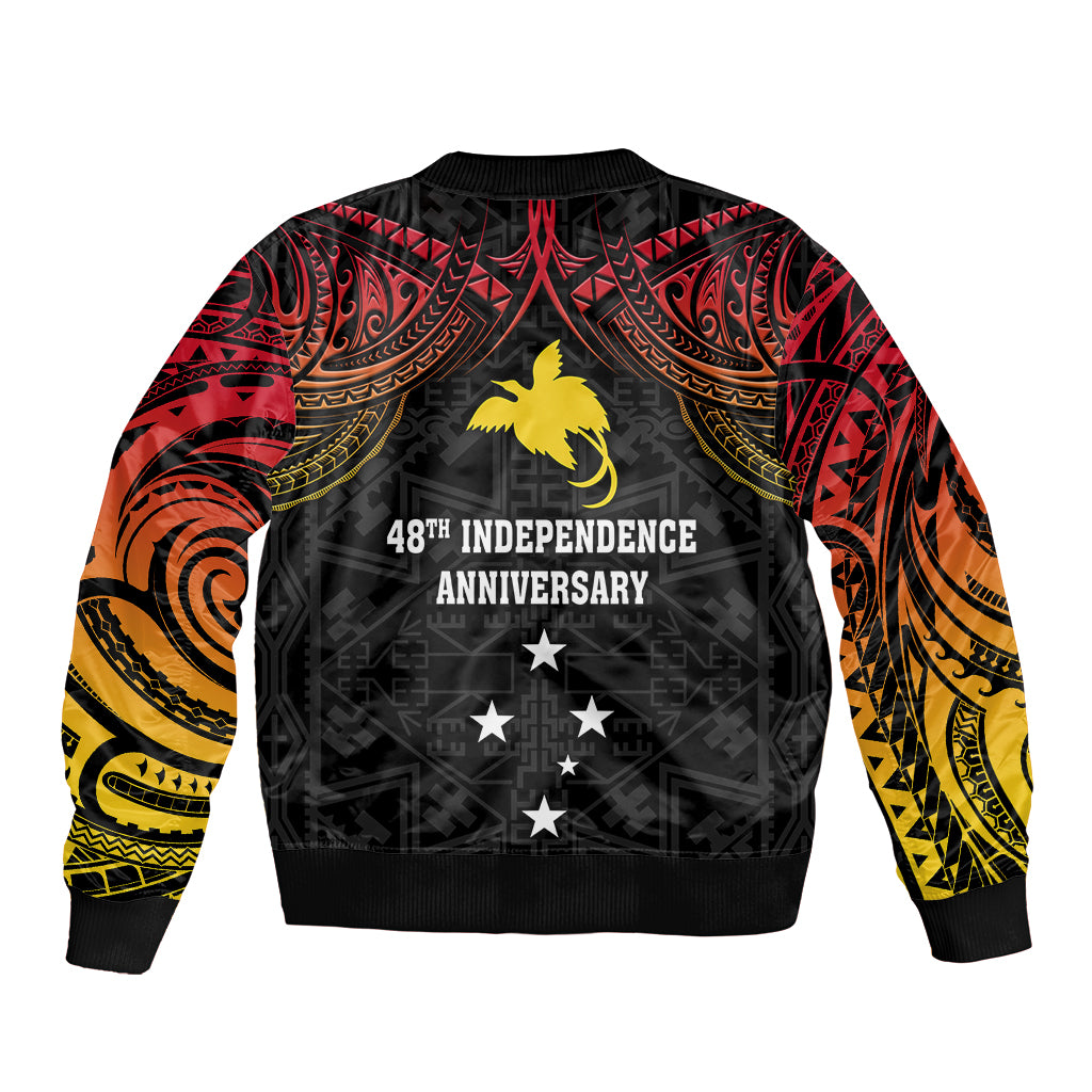 Papua New Guinea Sleeve Zip Bomber Jacket 48th Independence Anniversary Gradient - Wonder Print Shop