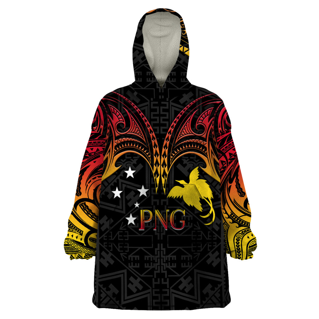 Papua New Guinea Wearable Blanket Hoodie 48th Independence Anniversary Gradient - Wonder Print Shop