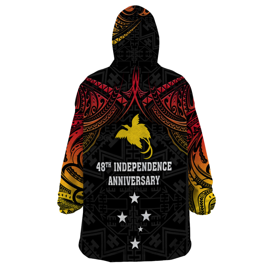 Papua New Guinea Wearable Blanket Hoodie 48th Independence Anniversary Gradient - Wonder Print Shop