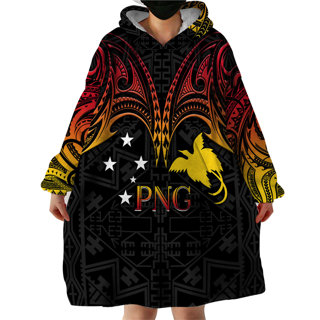 Papua New Guinea Wearable Blanket Hoodie 48th Independence Anniversary Gradient - Wonder Print Shop