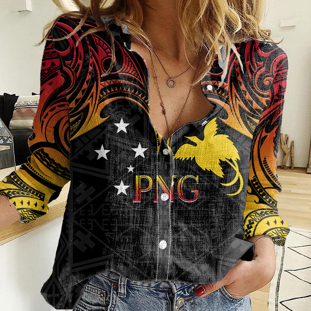 Papua New Guinea Women Casual Shirt 48th Independence Anniversary Gradient - Wonder Print Shop