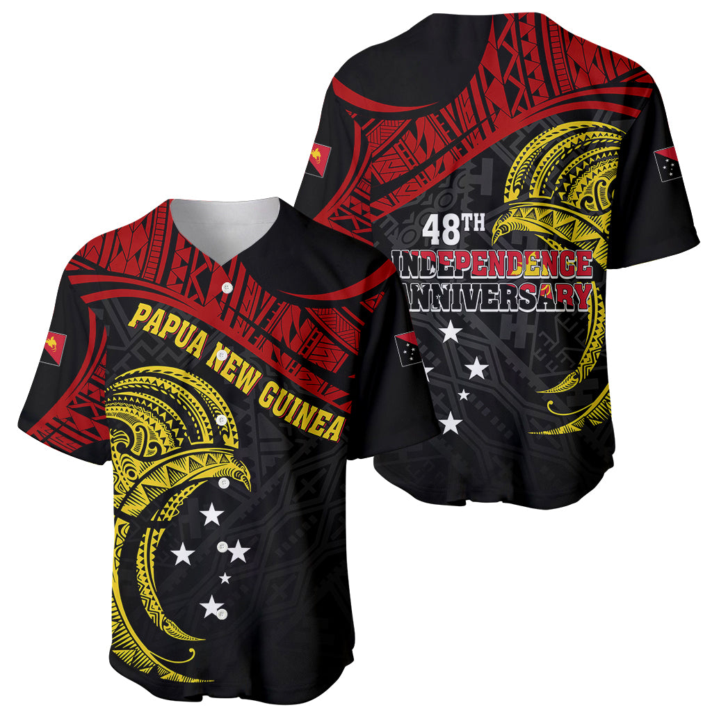 Papua New Guinea Baseball Jersey 48th Independence Anniversary Bird-of-Paradise Tribal Art LT7 - Wonder Print Shop