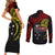 Papua New Guinea Couples Matching Short Sleeve Bodycon Dress and Long Sleeve Button Shirts 48th Independence Anniversary Bird-of-Paradise Tribal Art LT7 - Wonder Print Shop