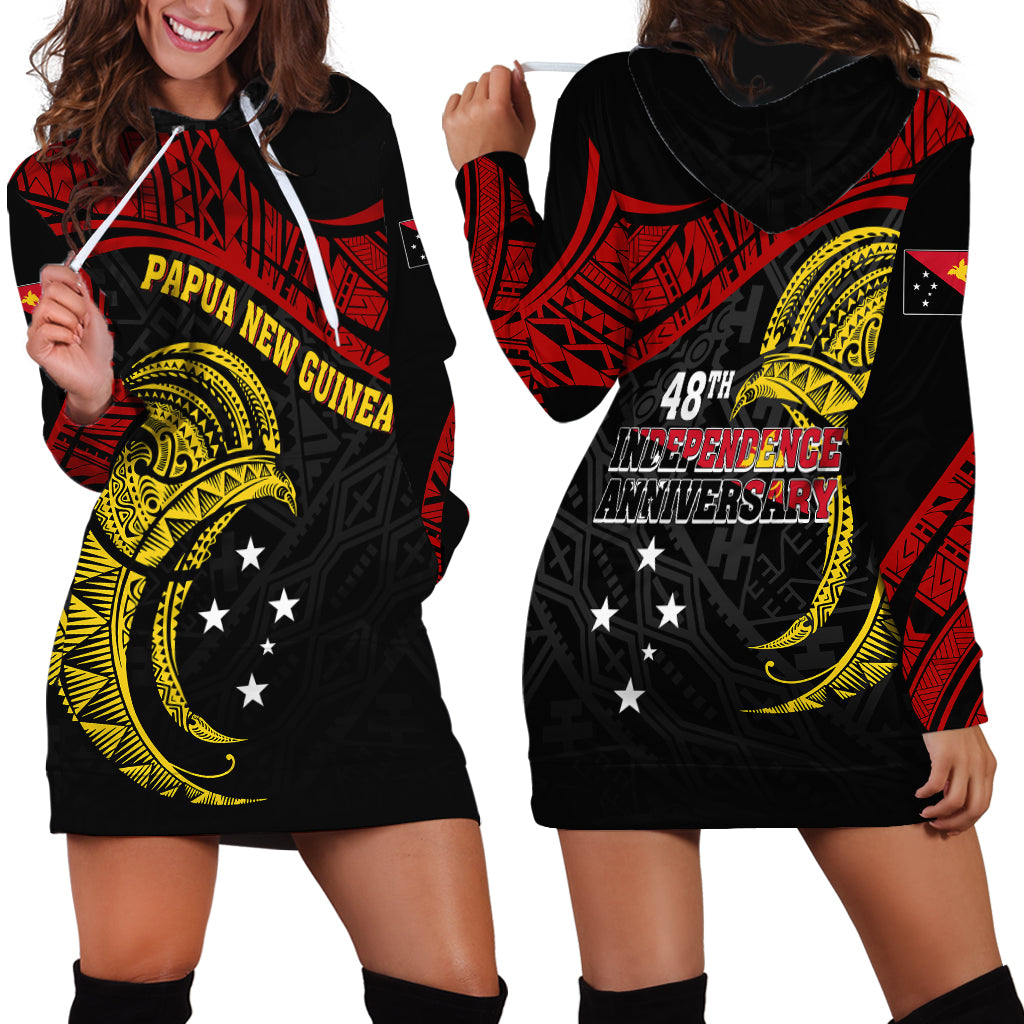 Papua New Guinea Hoodie Dress 48th Independence Anniversary Bird-of-Paradise Tribal Art - Wonder Print Shop