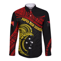 Papua New Guinea Long Sleeve Button Shirt 48th Independence Anniversary Bird-of-Paradise Tribal Art - Wonder Print Shop