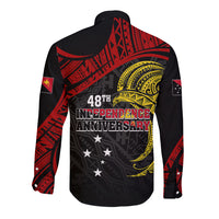 Papua New Guinea Long Sleeve Button Shirt 48th Independence Anniversary Bird-of-Paradise Tribal Art - Wonder Print Shop