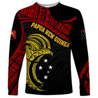 Papua New Guinea Long Sleeve Shirt 48th Independence Anniversary Bird-of-Paradise Tribal Art - Wonder Print Shop