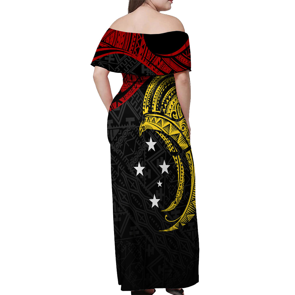 Papua New Guinea Off Shoulder Maxi Dress 48th Independence Anniversary Bird-of-Paradise Tribal Art - Wonder Print Shop
