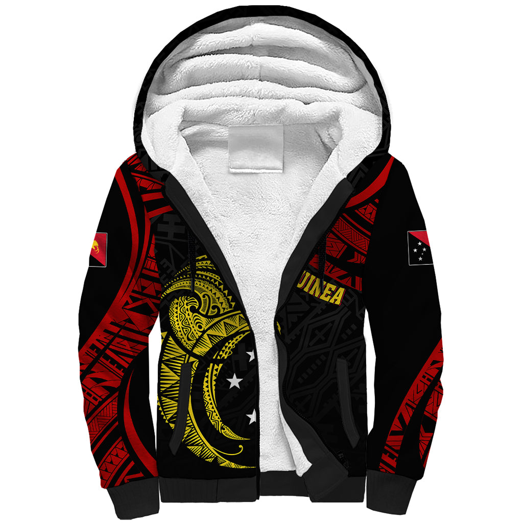 Papua New Guinea Sherpa Hoodie 48th Independence Anniversary Bird-of-Paradise Tribal Art - Wonder Print Shop