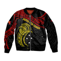 Papua New Guinea Sleeve Zip Bomber Jacket 48th Independence Anniversary Bird-of-Paradise Tribal Art - Wonder Print Shop