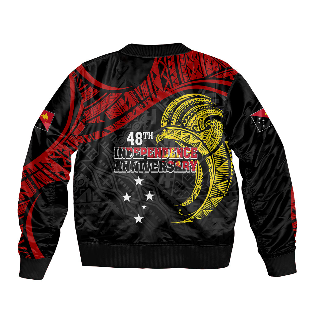 Papua New Guinea Sleeve Zip Bomber Jacket 48th Independence Anniversary Bird-of-Paradise Tribal Art - Wonder Print Shop