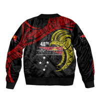 Papua New Guinea Sleeve Zip Bomber Jacket 48th Independence Anniversary Bird-of-Paradise Tribal Art - Wonder Print Shop