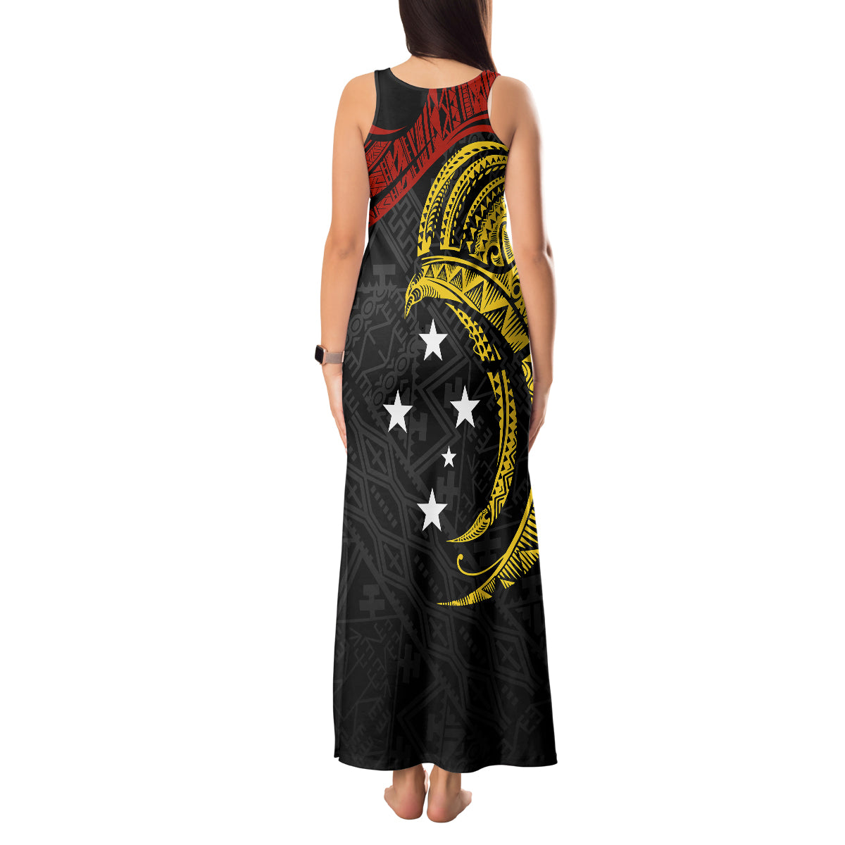 Papua New Guinea Tank Maxi Dress 48th Independence Anniversary Bird-of-Paradise Tribal Art - Wonder Print Shop