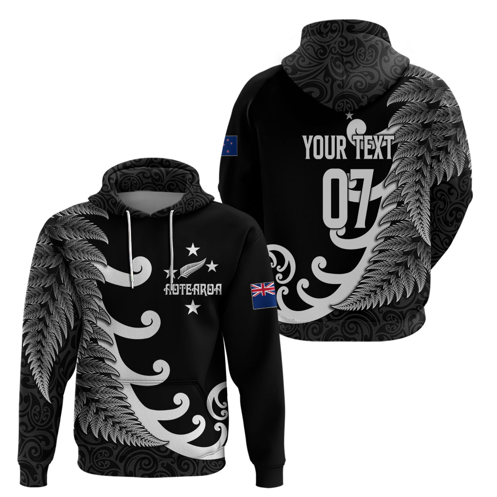 Personalised New Zealand Rugby Hoodie Aotearoa Silver Fern Koru Maori Style - Wonder Print Shop