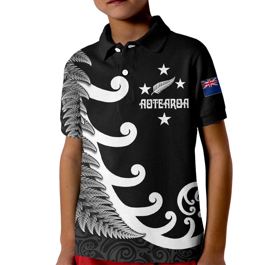 personalised-new-zealand-rugby-kid-polo-shirt-aotearoa-silver-fern-koru-maori-style