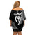 Personalised New Zealand Rugby Off Shoulder Short Dress Aotearoa Silver Fern Koru Maori Style - Wonder Print Shop