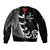 Personalised New Zealand Rugby Sleeve Zip Bomber Jacket Aotearoa Silver Fern Koru Maori Style - Wonder Print Shop