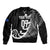 Personalised New Zealand Rugby Sleeve Zip Bomber Jacket Aotearoa Silver Fern Koru Maori Style - Wonder Print Shop