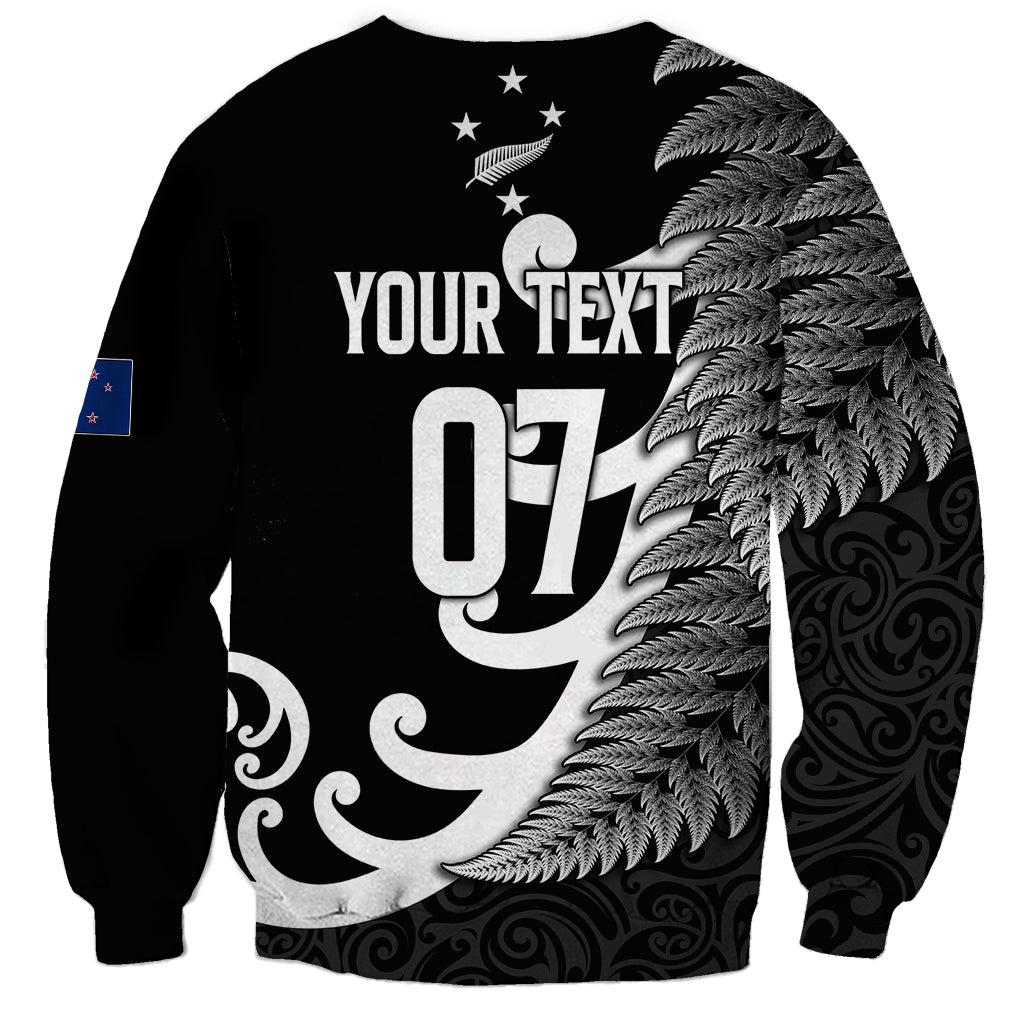 Personalised New Zealand Rugby Sweatshirt Aotearoa Silver Fern Koru Maori Style - Wonder Print Shop
