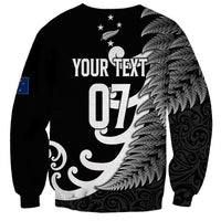 Personalised New Zealand Rugby Sweatshirt Aotearoa Silver Fern Koru Maori Style - Wonder Print Shop
