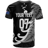 Personalised New Zealand Rugby T Shirt Aotearoa Silver Fern Koru Maori Style - Wonder Print Shop
