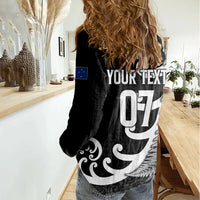 Personalised New Zealand Rugby Women Casual Shirt Aotearoa Silver Fern Koru Maori Style - Wonder Print Shop