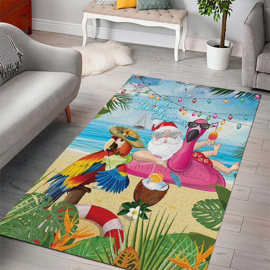 Have Yourself A Beachy Little Christmas Area Rug with Santa Chilling - Wonder Print Shop