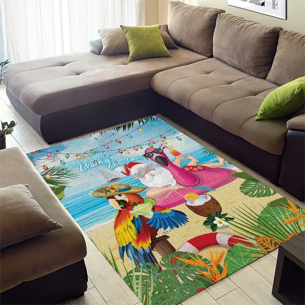 Have Yourself A Beachy Little Christmas Area Rug with Santa Chilling - Wonder Print Shop