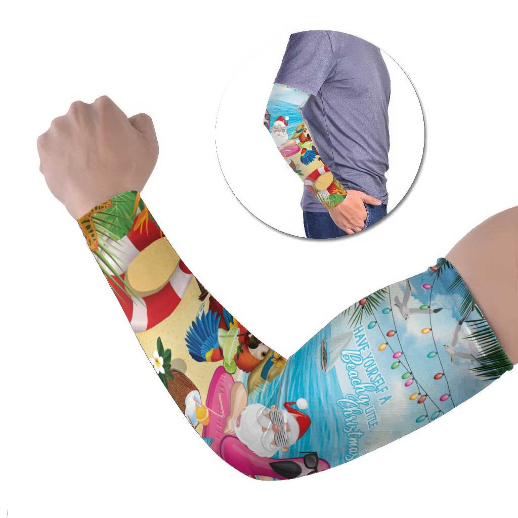 Have Yourself A Beachy Little Christmas Arm Sleeves with Santa Chilling - Wonder Print Shop