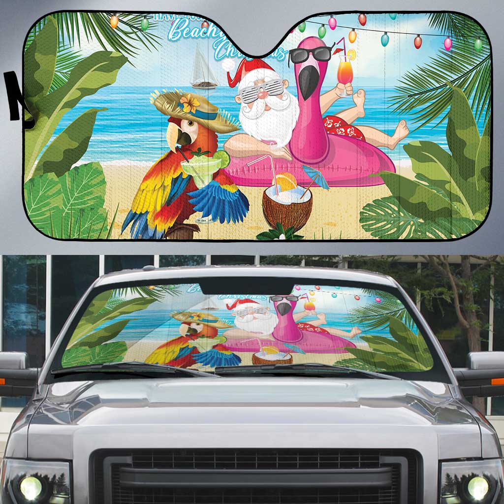 Have Yourself A Beachy Little Christmas Auto Sun Shade with Santa Chilling - Wonder Print Shop