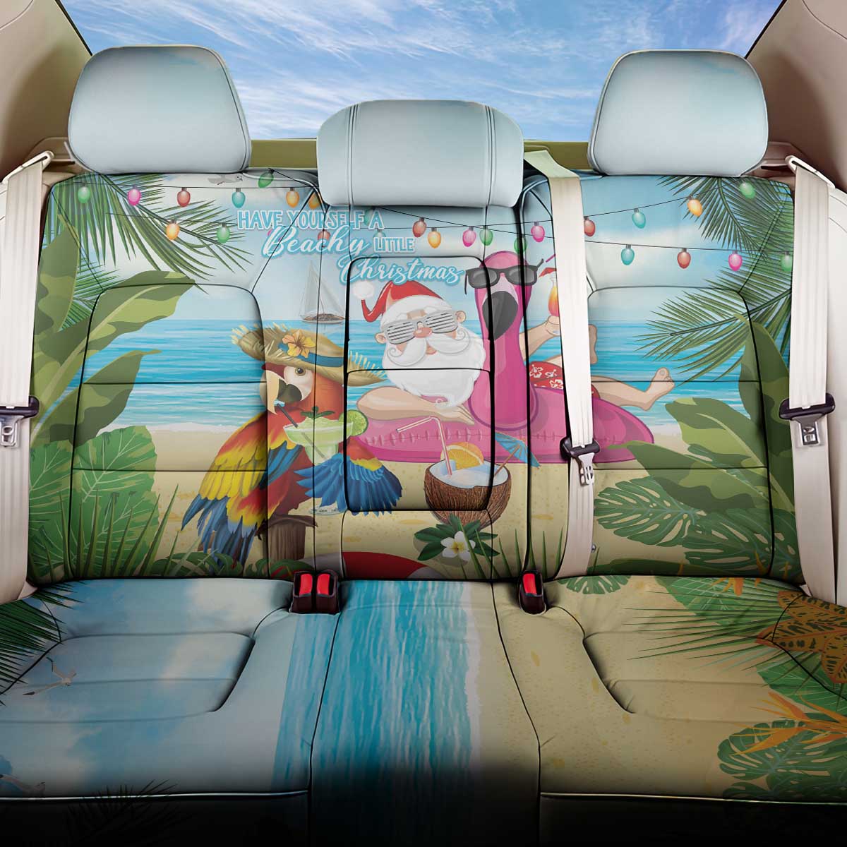 Have Yourself A Beachy Little Christmas Back Car Seat Cover with Santa Chilling - Wonder Print Shop