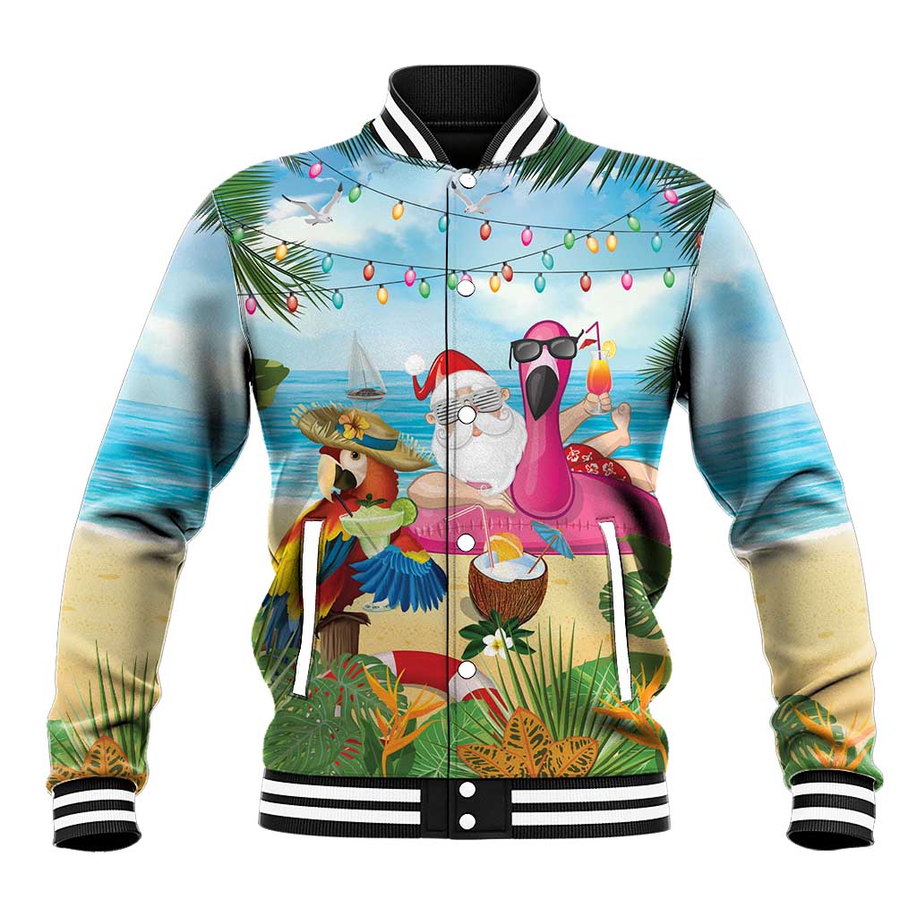 Have Yourself A Beachy Little Christmas Baseball Jacket with Santa Chilling - Wonder Print Shop