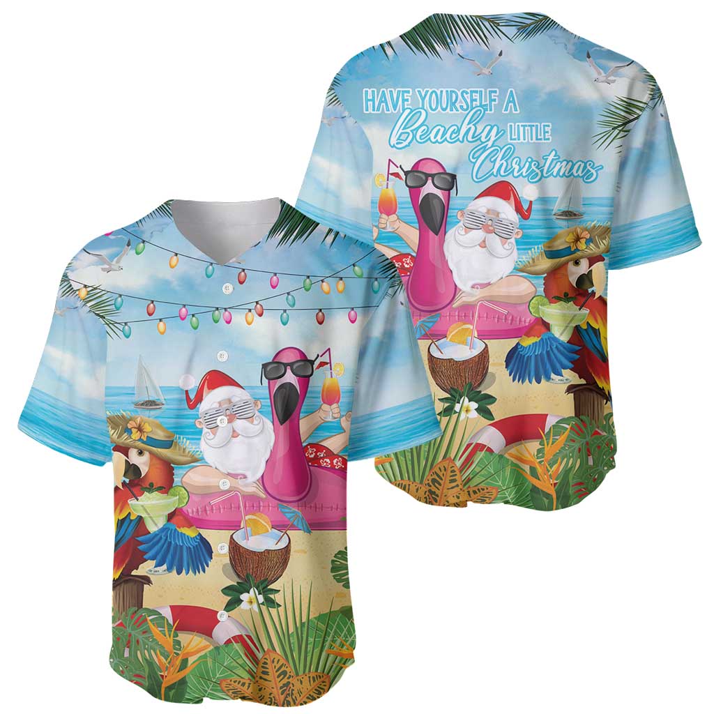 Have Yourself A Beachy Little Christmas Baseball Jersey with Santa Chilling - Wonder Print Shop