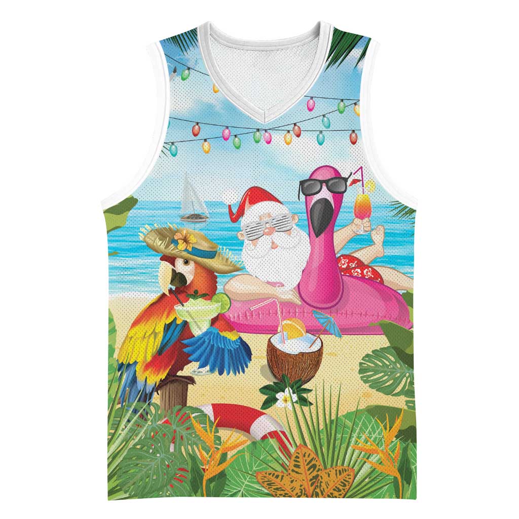 Have Yourself A Beachy Little Christmas Basketball Jersey with Santa Chilling - Wonder Print Shop