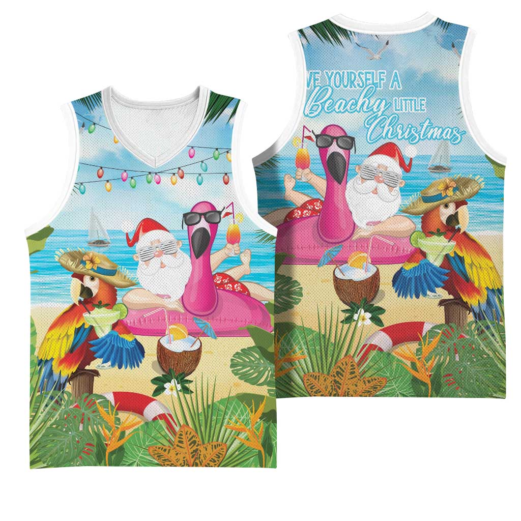 Have Yourself A Beachy Little Christmas Basketball Jersey with Santa Chilling - Wonder Print Shop