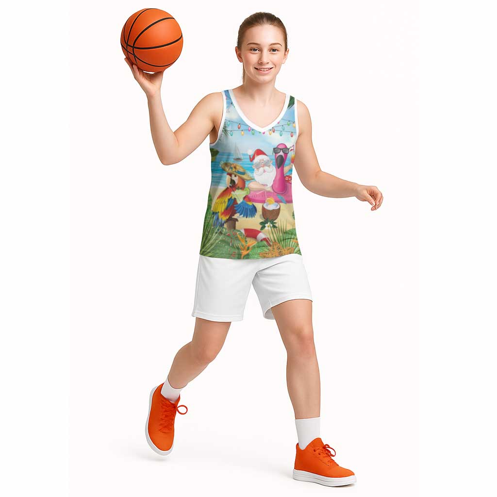Have Yourself A Beachy Little Christmas Basketball Jersey with Santa Chilling - Wonder Print Shop