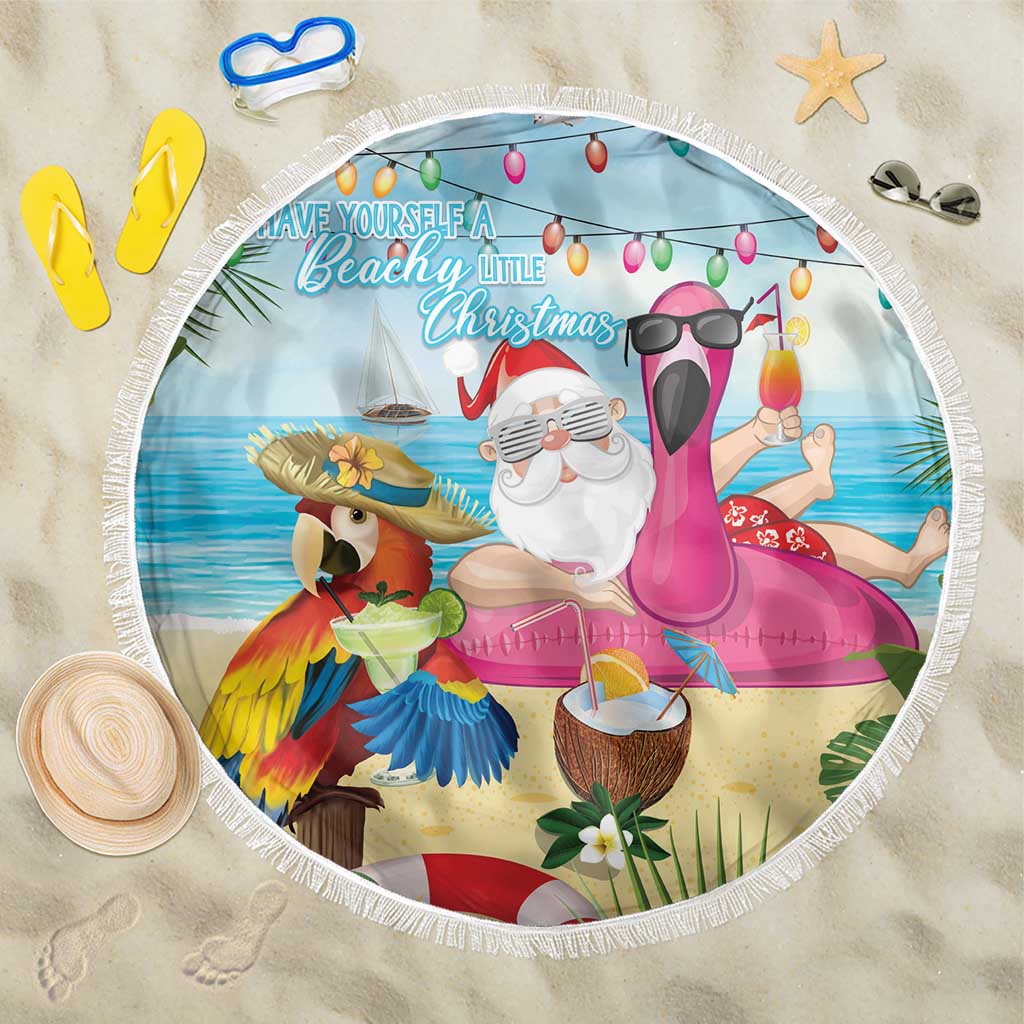 Have Yourself A Beachy Little Christmas Beach Blanket with Santa Chilling - Wonder Print Shop