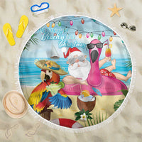 Have Yourself A Beachy Little Christmas Beach Blanket with Santa Chilling - Wonder Print Shop