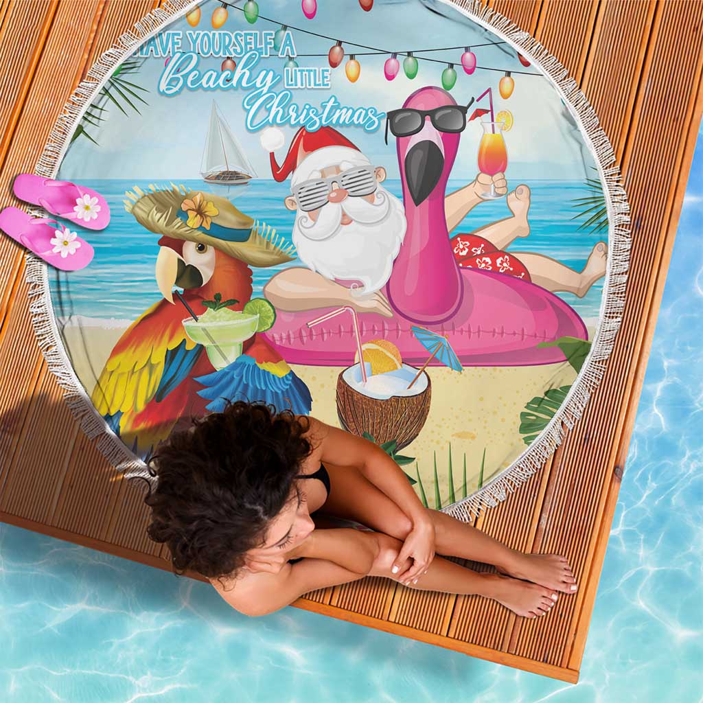 Have Yourself A Beachy Little Christmas Beach Blanket with Santa Chilling - Wonder Print Shop