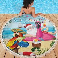 Have Yourself A Beachy Little Christmas Beach Blanket with Santa Chilling - Wonder Print Shop