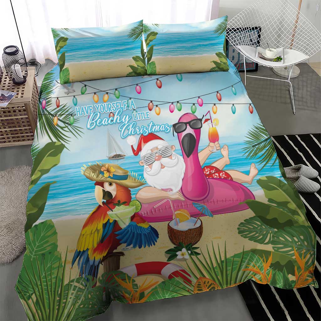 Have Yourself A Beachy Little Christmas Bedding Set with Santa Chilling - Wonder Print Shop