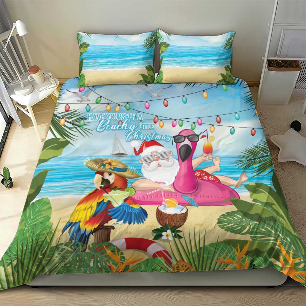 Have Yourself A Beachy Little Christmas Bedding Set with Santa Chilling - Wonder Print Shop