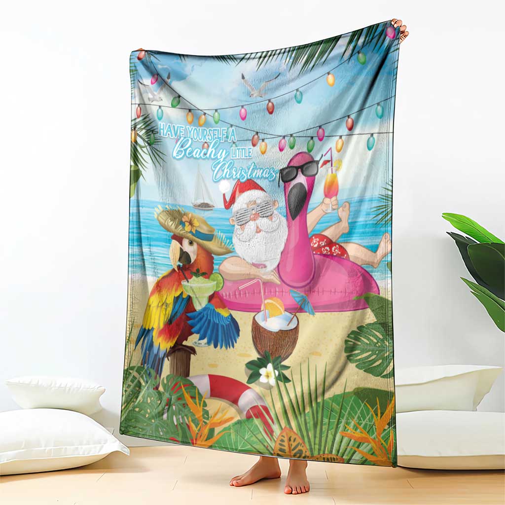 Have Yourself A Beachy Little Christmas Blanket with Santa Chilling - Wonder Print Shop