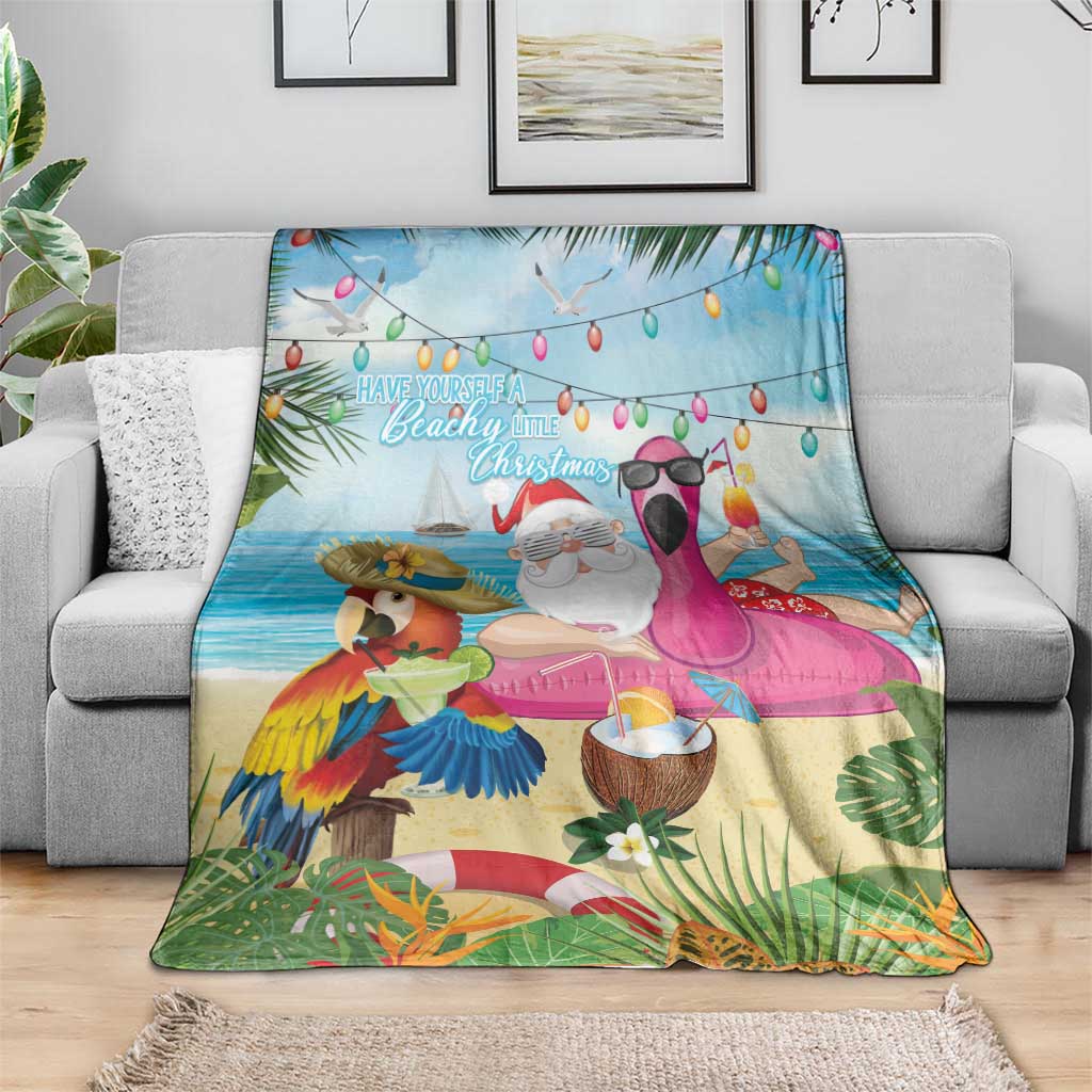 Have Yourself A Beachy Little Christmas Blanket with Santa Chilling - Wonder Print Shop
