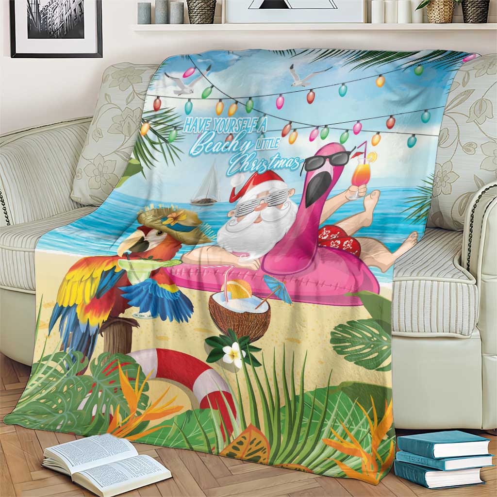 Have Yourself A Beachy Little Christmas Blanket with Santa Chilling - Wonder Print Shop